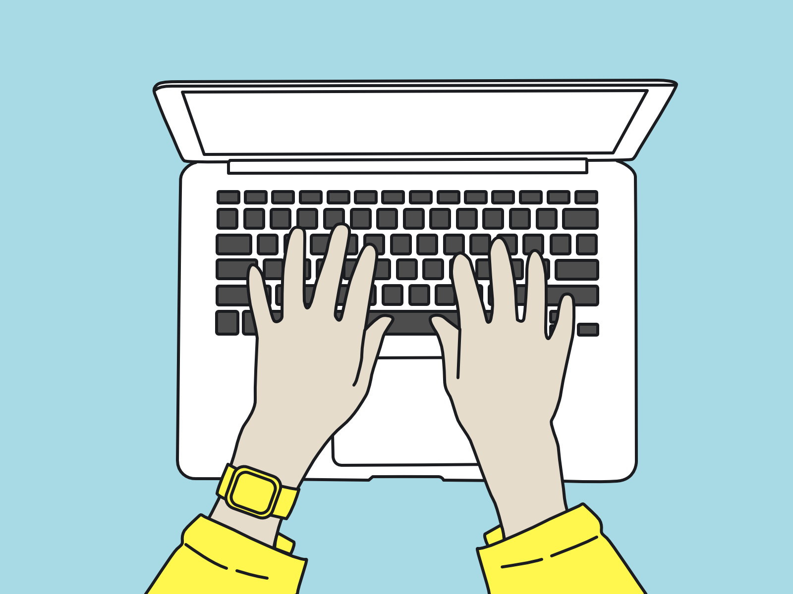 パソコンを打つ手